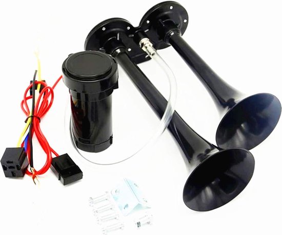 Klaxon Pneumatique Chrome 12V/24V - Trompette Air Horn Puissant Pour Voiture, Camion Et Bateau
