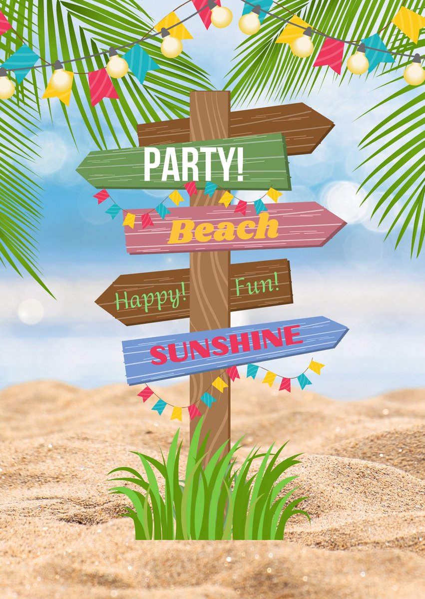 Lise Schrijft | Uitnodiging Kinderfeestje | Duurzaam | Jongen | Meisje | 15 ECO-kaarten | Strand | Beach Party | Tropical | Zee | met leuke SLUITSTICKER | inclusief witte ENVELOP | FSC Mix credit, EU Ecolabel, ECF gecertificeerd