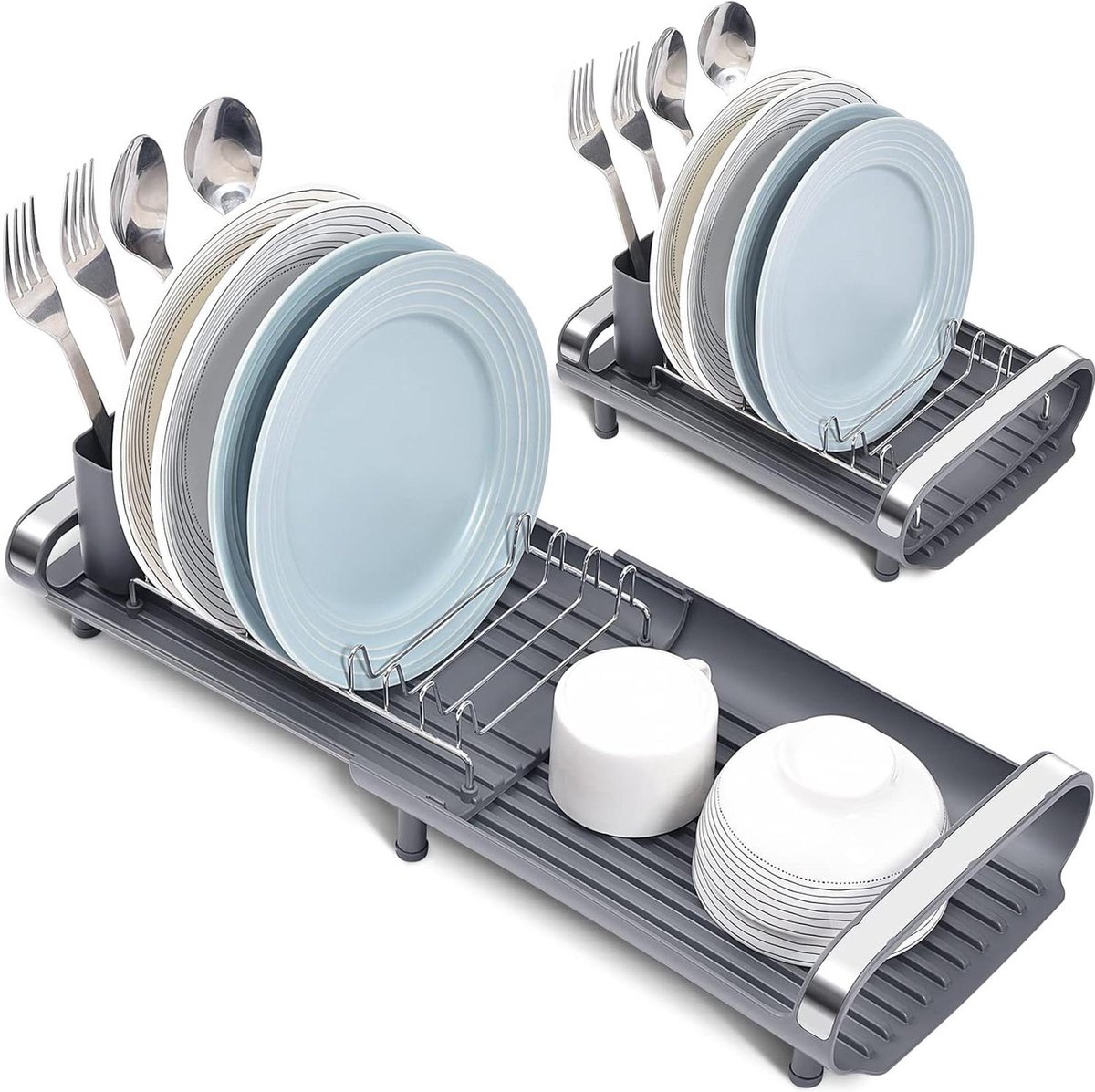 Goedkoopste Verstelbaar roestvrij stalen KINGRACK afdruiprek met bestekmand en antislip voeten dish drying rack