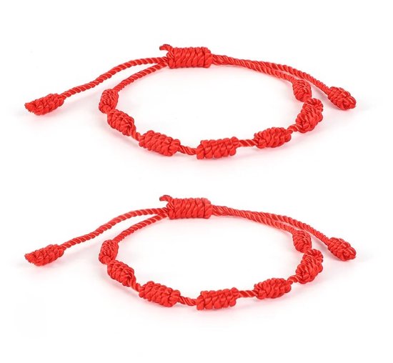 arana's Armband met 7 knopen met Turks oog voor dames, heren, kinderen, baby's, voor het boze oog, rode draad, bescherming van negatieve energie, geluksamulet, koppels, familie, vrienden, Nylon