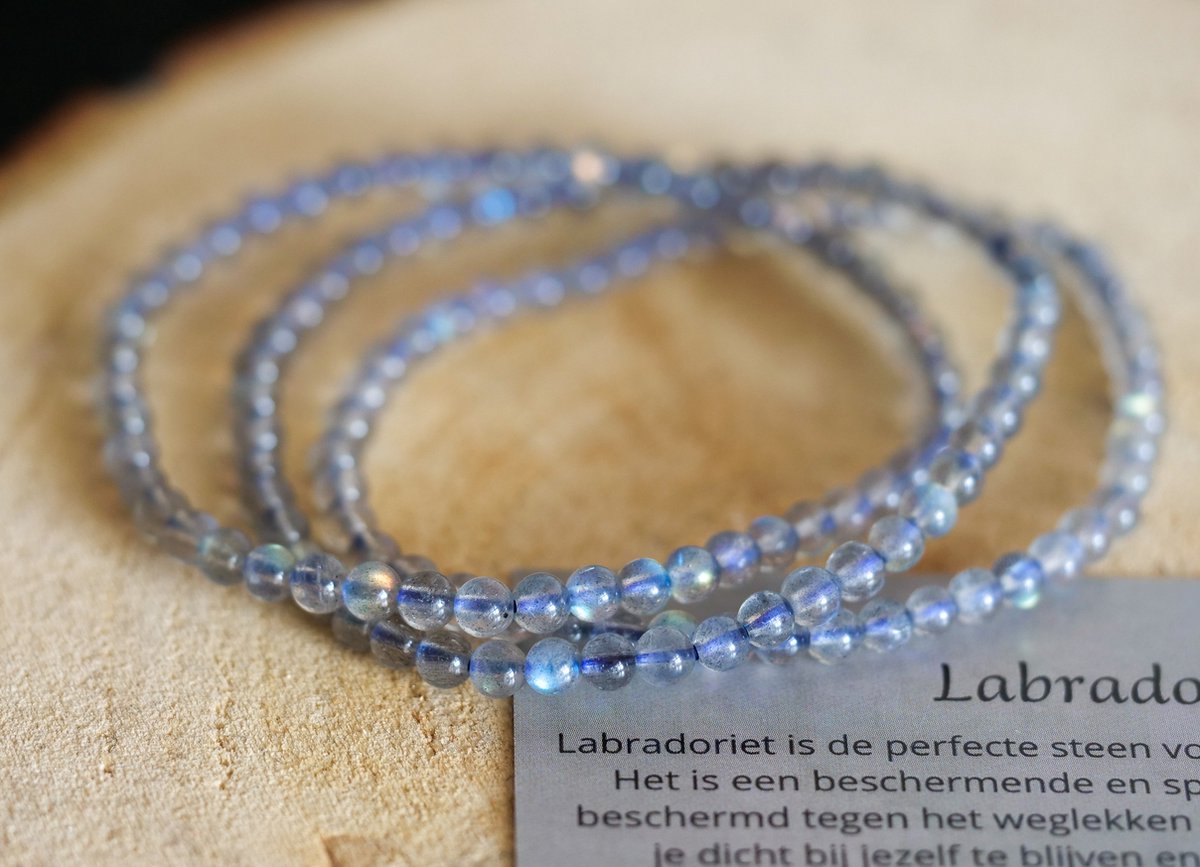 Labradoriet Armband 4mm, edelstenen, edelsteen - Perfect cadeau voor vrouwen- Inclusief uitleg - Spiritueel - Labradorite - Hoog sensitiviteit - helpt bij verandering - Rust - Bescherming - Slapen - Hoge kwaliteit - 100% NATUURLIJK
