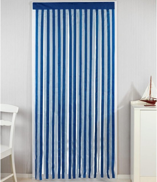 Vliegengordijn 90 x 200 cm blauw-wit gestreept — afbeelding 2