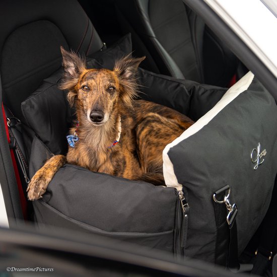 L’élianne ® | Sportieve Honden Autostoel Zwart - Medium- Tegen Angst en Stress - Veiligheid door Isofix - Luxe hondenautostoel - Verhoogd - Hoge rand - Veilheid in de auto - Tegen wagenziekte - Uitzicht naar Buiten