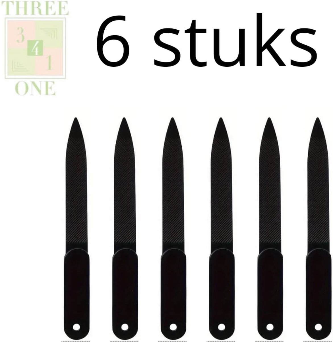 Goedkoopste Three4one - Zwarte nagelvijl 6 stuks - Fijne nagelvijl - Dubbelzijdige nagelvijl - Professionele nagelvijl - Nagelvijl met korrel - Nail file