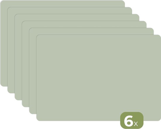Placemat groen - Groene effen placemats kunststof - 45x30 cm - 6 stuks - Borden onderleggers - Tafeldecoratie anti slip mat - Tafel decoratie - Tafelversiering onderlegger accessoires - Keuken assesoires aanrecht - Eetkamer