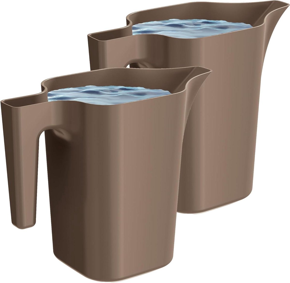 18 liter gieter voor het huis en de tuin - robuuste kunststof - eenvoudige irrigatie van bloemen en planten - set van 2 (bruin)