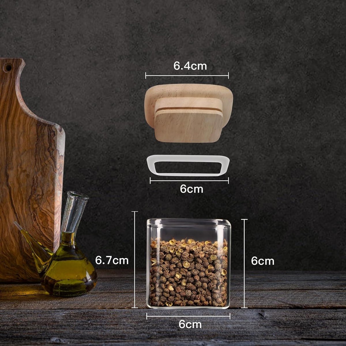 XINGYATU 4 stuks kruidenpotjes, kruidendispenservak, 4-in-1 doorzichtige kruidendozen met flip-top-dop, draagbare cruet-fles voor buiten, opslag