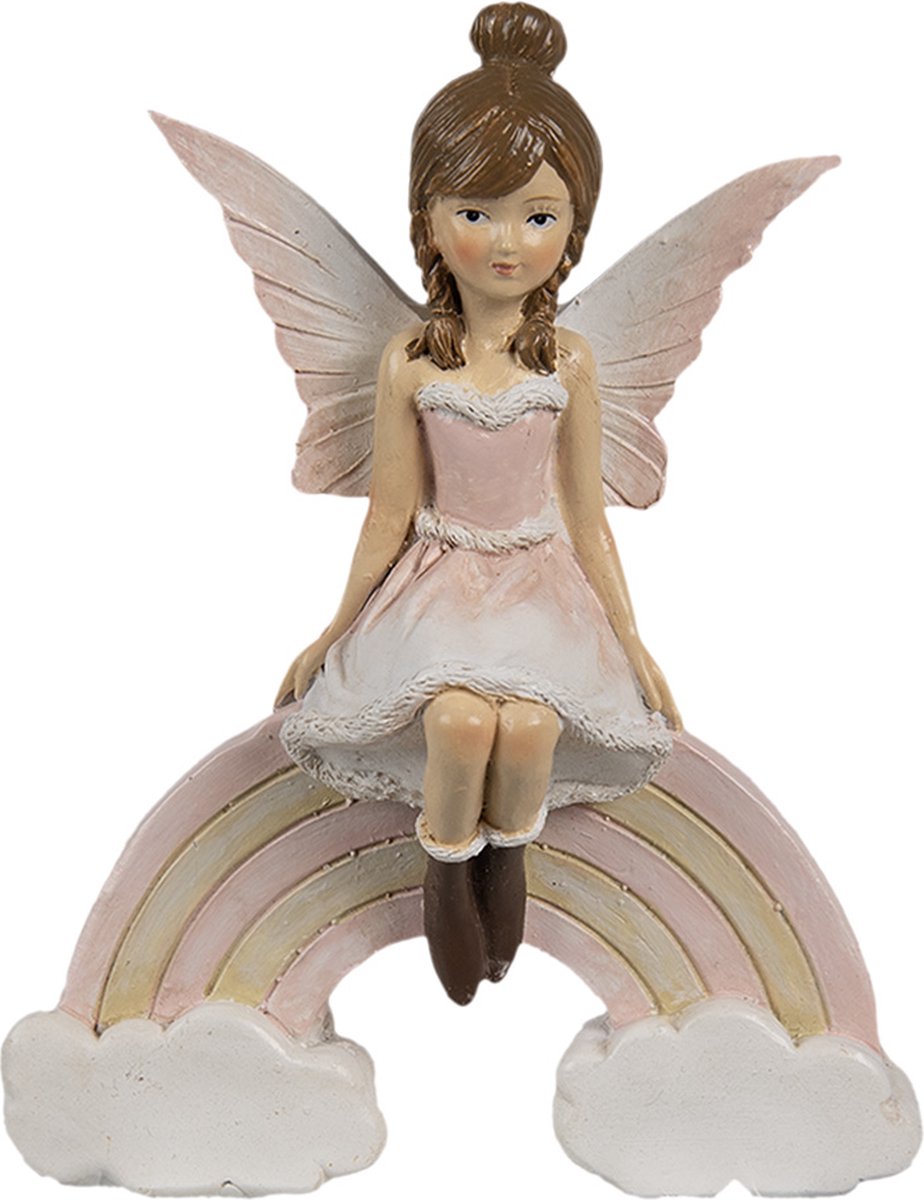 Clayre & Eef Decoratie Beeld Elf 9x3x11 cm Roze Polyresin