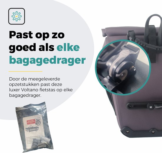 Voltano Luxe E-bike Fietstas 28L - Taupe - Pakaftas Met Laptop vak - 100% Waterdicht - Met Gratis Schouderband van Voltano — afbeelding 4