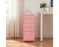 Kantoorkast Kökar ladekast op wielen 69x28x41 cm roze [en.casa]