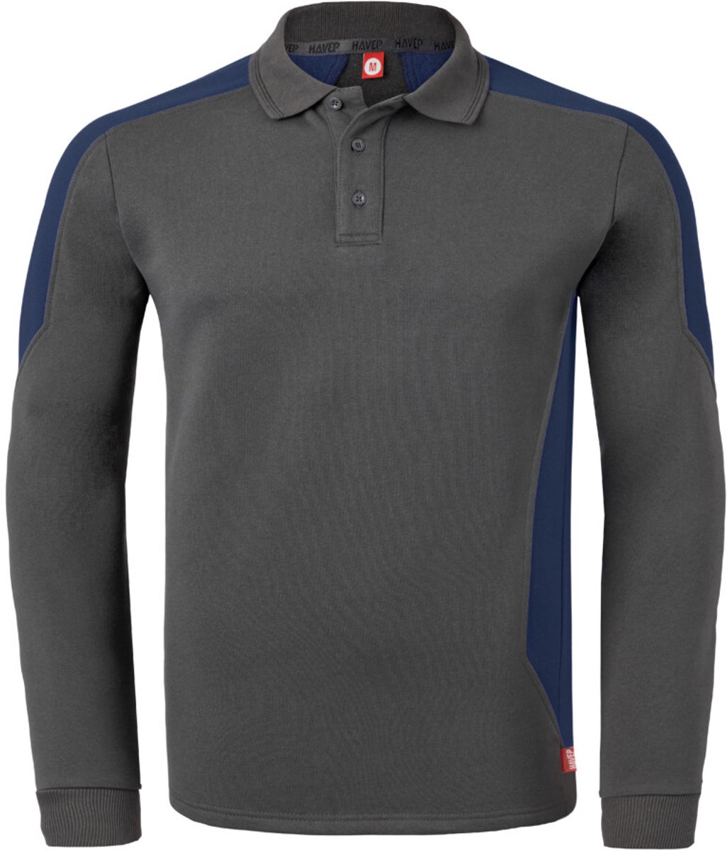 HAVEP Polosweater Bicolor 10075 - Charcoal/Indigo Blauw - M