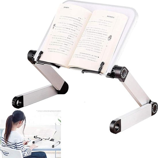 Foto: Instelbare ergonomische boekenstandaard met paperclips voor schoolboeken tablet houder muziekstandaard kookboek houder