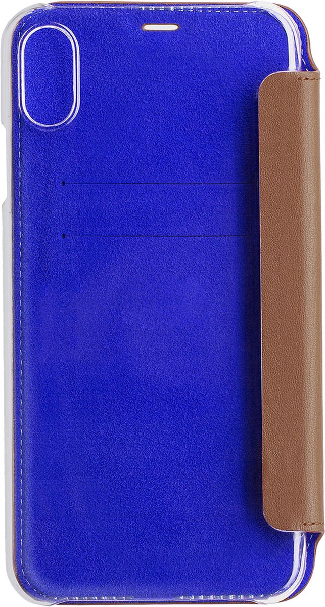 BeetleCase, Foliohoes Geschikt voor Apple iPhone Xr Premium lederen folio met kristallen achterkant en kaarthouder, Lichtbruin