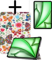 Étui pour iPad Air 2024 (11 pouces) Étui pour tablette à trois volets avec protecteur d'écran - Étui pour iPad Air 6 (11 pouces) Étui rigide pour Bookcase - Papillons