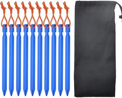 Tentharingen 10 stuks - V-shape Haringen 18cm - Grondpennnen - zandharingenset - lange haringen - Hexagon Haringen - Aluminium Haringen Tent - Zeer sterk - Grondpen/tentharing - Inclusief Trekkoord en Haringzak - kamperen en tent