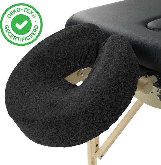 Foto: Zengrowth badstof hoofdsteunhoesje zwart 280 gram m2 dikte massagetafel elastisch past om elke hoofdsteun hygi nisch