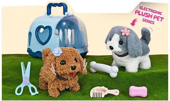 Interactieve pluche puppy met loop-, blad- en stoedelfunctie, inclusief