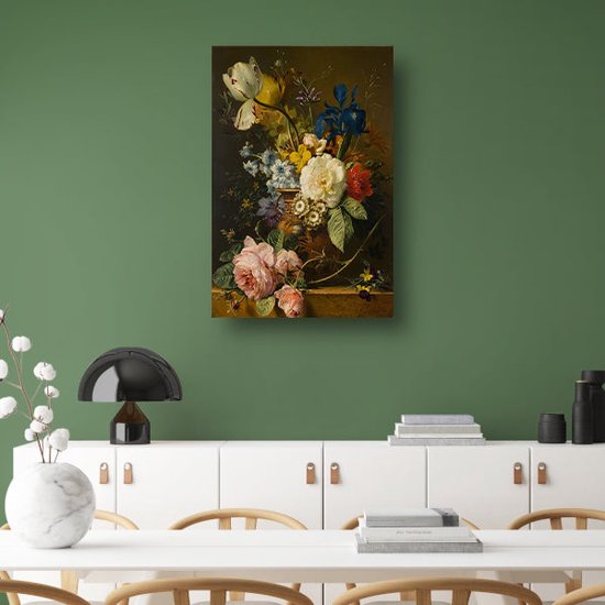 Nature morte aux fleurs - Peinture de Georgius Jacobus Johannes van Os - Peinture de Fleurs - Décoration murale Nature - Tableaux Classique - Toile de Décoration murale - Toile de Peintures 60x90 cm