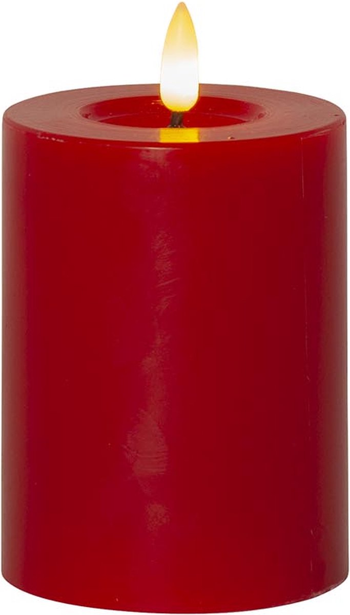 Star Trading Kaars Flame Flow, was, rood, zuilkaars, LED, timer, warm wit, 12,5 cm