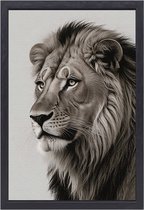 Leeuw schilderij - Dieren schilderij - Canvas schilderij Manen - Muurdecoratie modern - Schilderijen canvas met baklijst - Decoratie kamer canvas met baklijst 50x70 cm