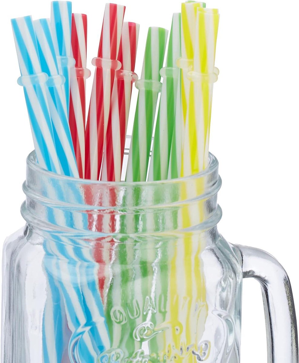 OTIX Drinkglazen met Bamboo Deksel met Rietje 2 Stuks 400 ml