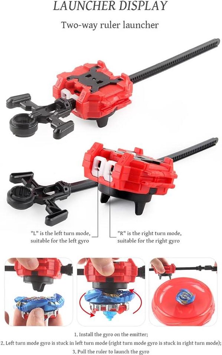 Lot de 4 toupies de Combat Gyro Burst Starter Set 4D Fusion Modèle Lot de 4 toupies de Combat Gyro Burst Starter Set 4D Fusion Modèle