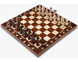 Senator Luxe Houten Schaakset 42 x 42 cm - Inklapbaar Schaakspel/schaakbord met Schaakstukken - Handgemaakt in Polen - Chess Board/Set