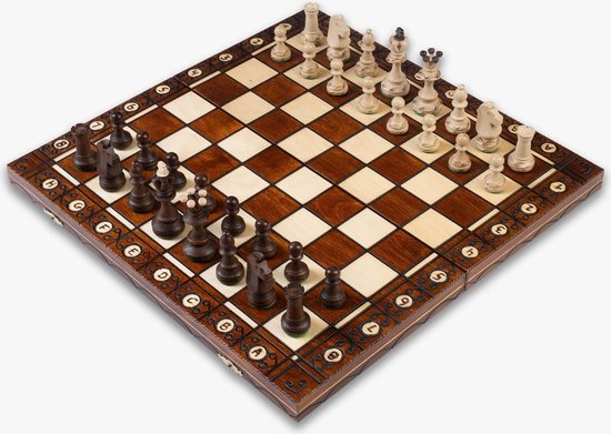 Senator Luxe Houten Schaakset 42 x 42 cm - Inklapbaar Schaakspel/schaakbord met Schaakstukken - Handgemaakt in Polen - Chess Board/Set