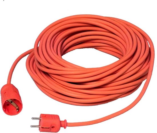Rallonge électrique Perel 20m - 16A/3500W, 3 Fils 1.5mm², Prise E/F, Orange, Pour Intérieur - 13
