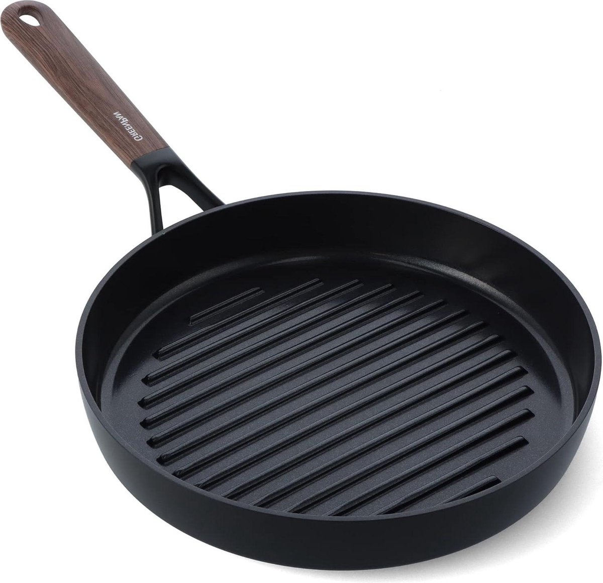 Gezonde Keramische Antiaanbaklaag Grillpan 28 cm Donker Hout PFAS-Vrij en Vaatwasmachinebestendig