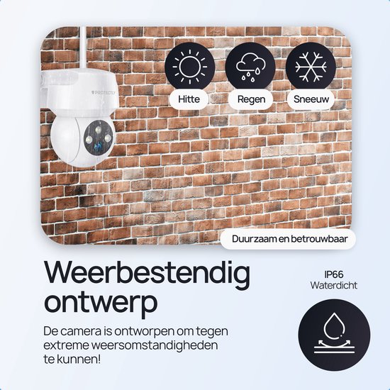 Protectly® Beveiligingscamera Buiten – 3K HD 5MP - 64GB SD - Buiten Camera Met Nachtzicht – Buitencamera - Bewakingscamera voor Buiten- Met WiFi en APP - Wit