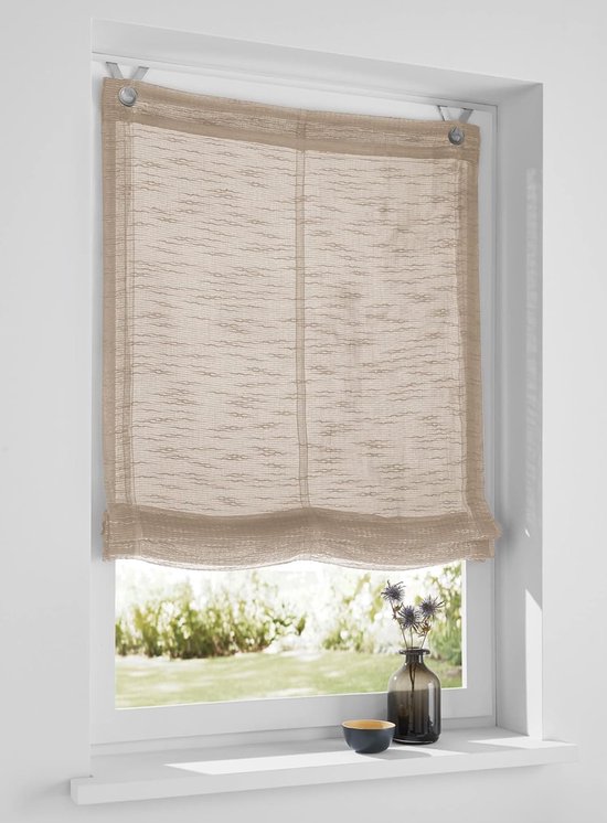 Foto: Vouwgordijn halftransparant kleur beige breedte ca 120 cm hoogte ca 140 cm