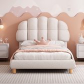 Lit enfant KOMHTOM Hutbed 90x200 cm lit ado tapissé rond polaire blanc