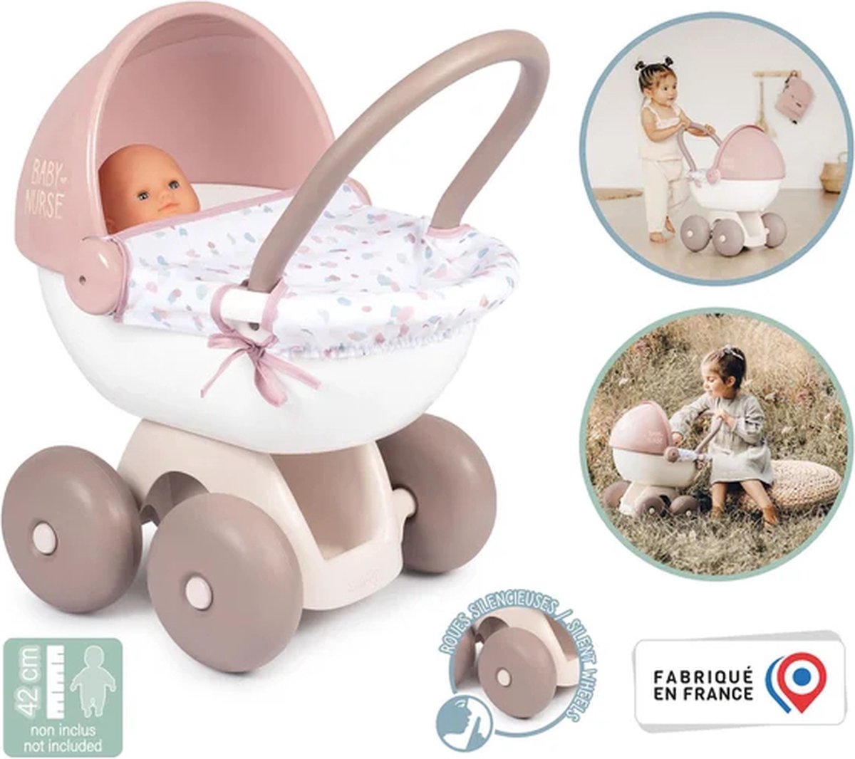 Smoby - Baby Nurse - Poussette Pop - pour Poupons et Poupées - Roue