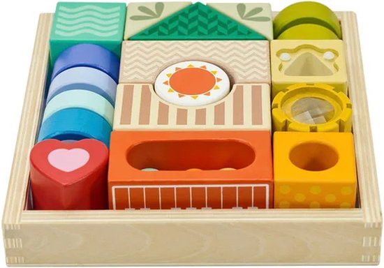 CLASSIC WORLD Houten Sensorische Blokken 8 Functies Puzzel Multifunctionele Vormen Geluid 18 el. van Classic World — afbeelding 5
