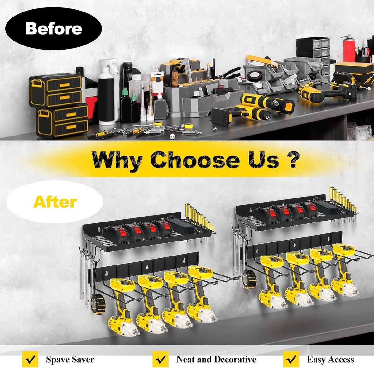 1 STKS Pneumatische Gereedschapshouder/Aerosol Rack Combo, Wandmontage Spuitbus Flessenhouder, Air Tool Organizer Gemakkelijk te gebruiken