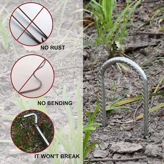 tuinpalen met pakkingen (6 / 150 mm, 50 PK), gegalvaniseerde U-vormige