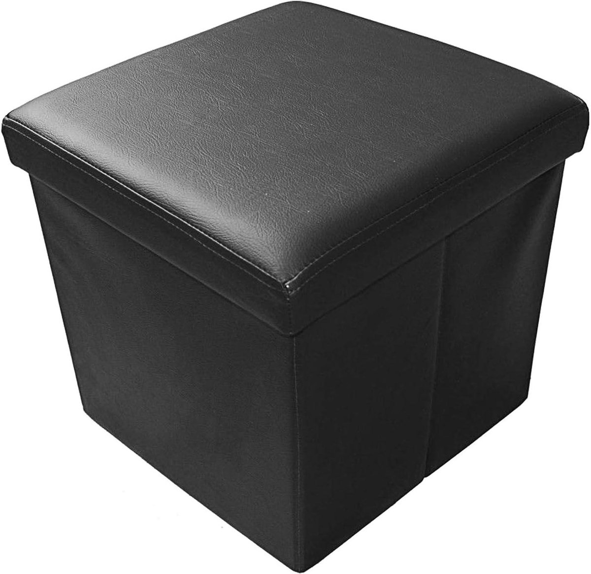 Opvouwbare kunstleren opbergkruk 300 kg belastbaar - zwart - 38 x 38 x 38 cm