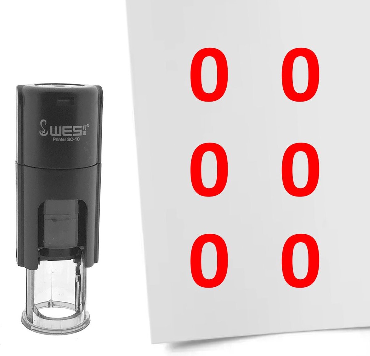 CombiCraft Stempel Getal 0 10mm rond rode inkt per 1 stuk