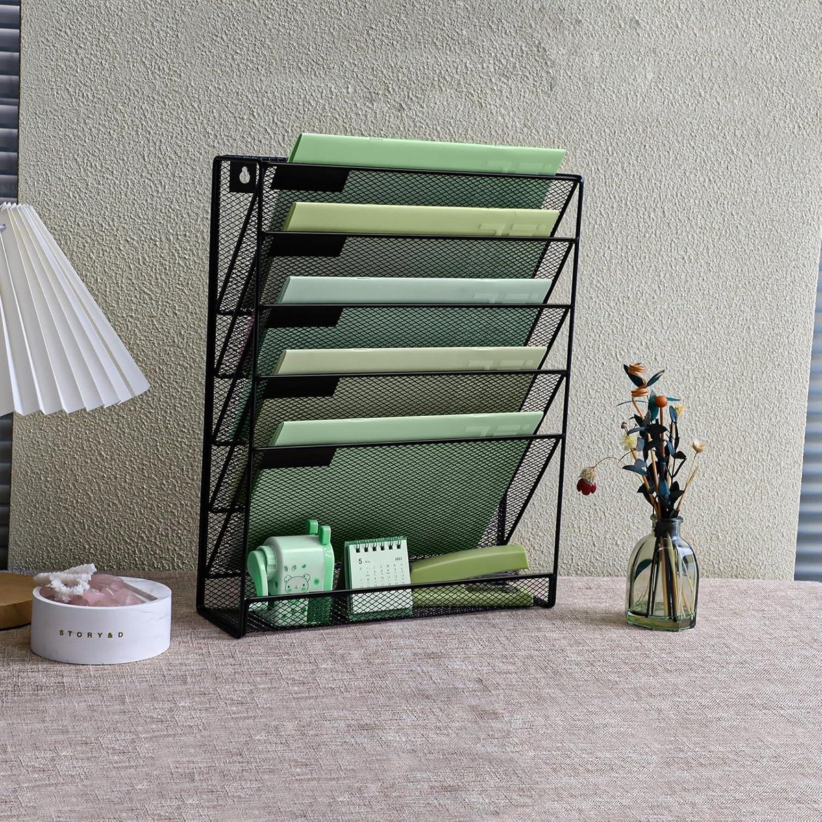 Organiseur Mural Vertical En Maille 12 Niveaux IOUGDSEC – Noir, 32,5x10,5x83 Cm – Pour Bureau, école, Maison