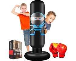 Bokszak 160 cm voor kinderen - Ninja bokszak met bokshandschoenen - Ideale MMA Karate Taekwondo oefening voor jongens 3-12 jaar - Cadeau met onmiddellijke terugslag