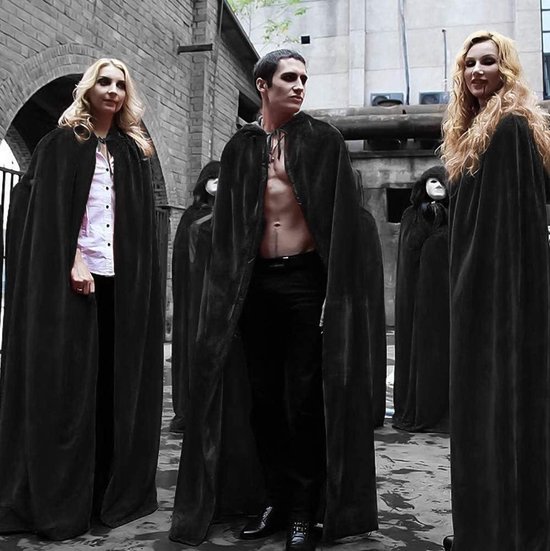 Cape à Capuche Velours Adulte - Manteau Poncho Gothic Vampire Magicien - Costume Halloween Cosplay