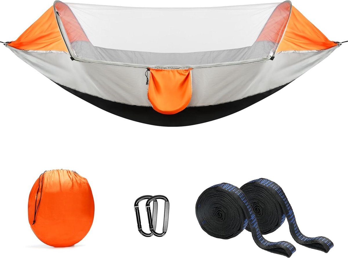 Draagbare Kampeer Hangmat met Muskieten Net Enkele Parachute Nijlon Boom Straps & Karabijnhaken Lichtgewicht Reis Hangmat voor Buiten Backpacken Kamperen Hiken