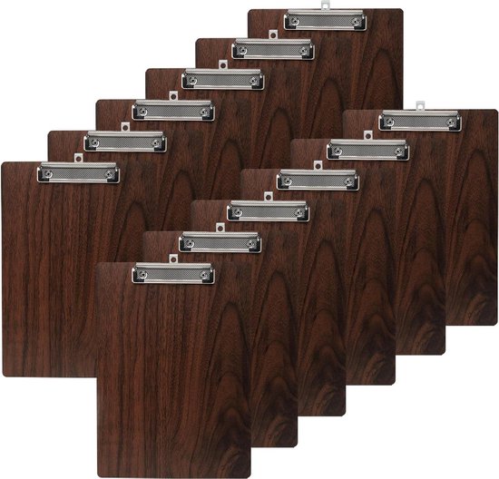 ZCZN A4 klembord hardboard met stevige clip, houten klemborden A4 Pack van 6