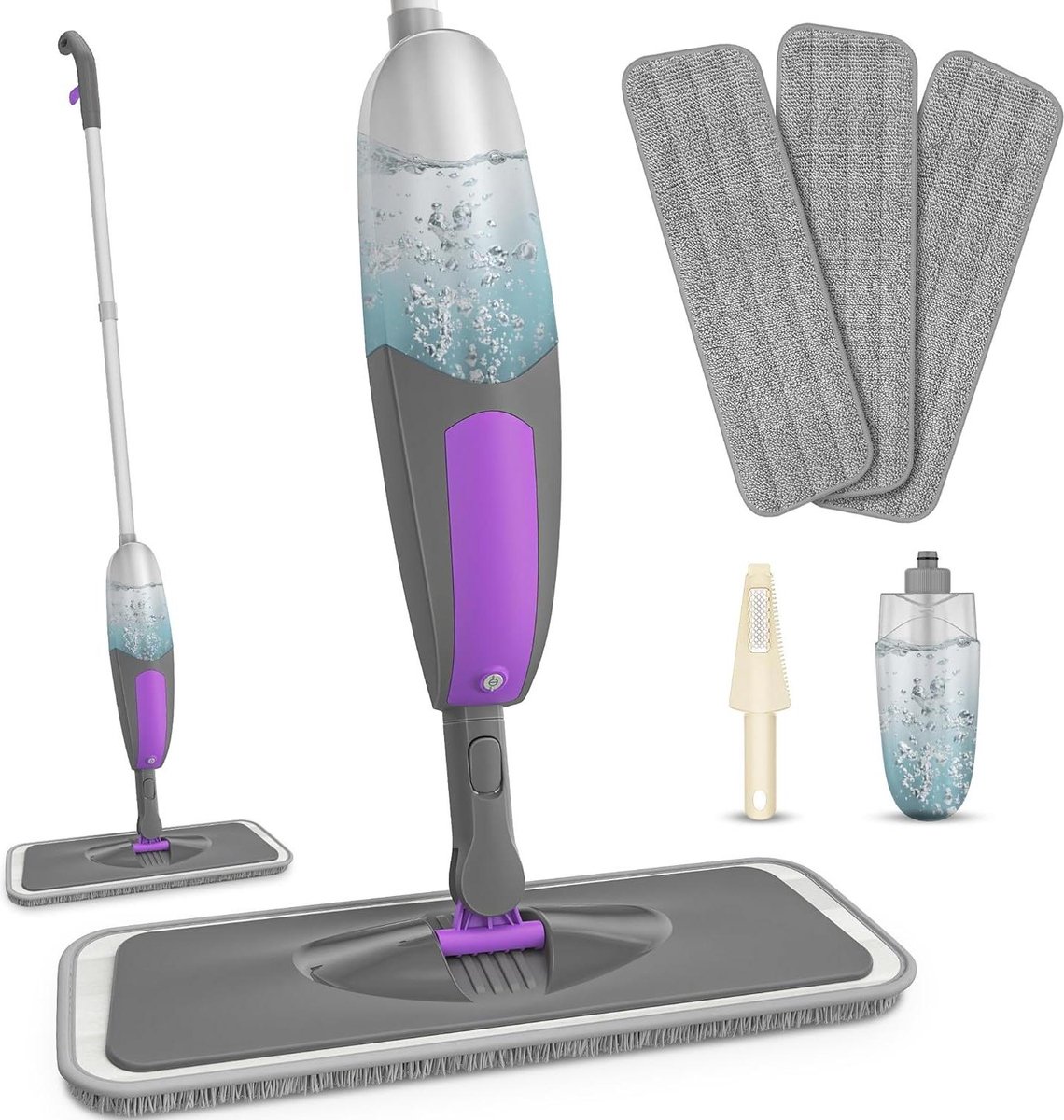 Goedkoopste Reinigingsspray Mop - Microvezel Vloerzwabber voor Nat en Droog Gebruik - 550ML Navulbare Fles - 3 Wasbare Pads - Vervanging Stof Keukenzwabber - Houten Laminaat Tegel Marmer Harde Vloeren