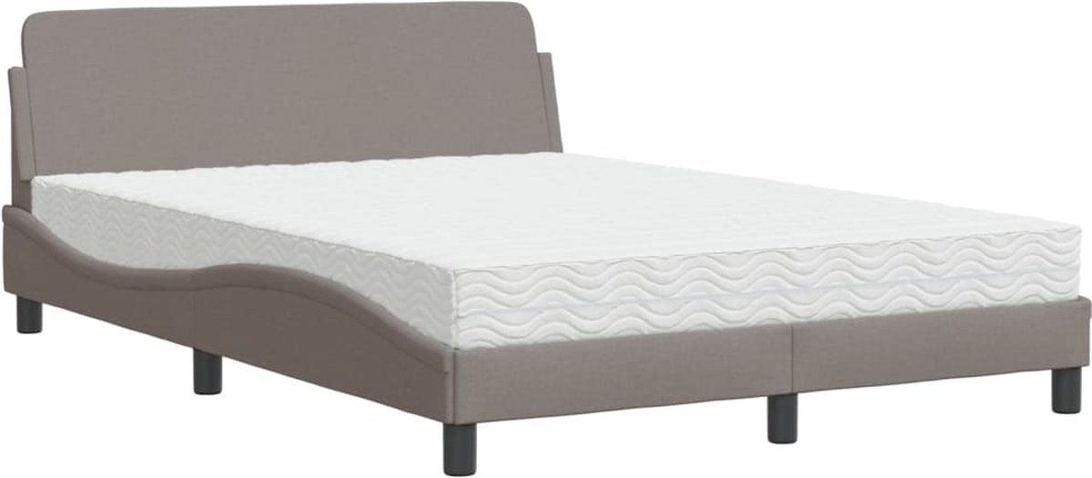 vidaXL - Bed - met - matras - "Dover" - stof - taupe - 140x200 - cm