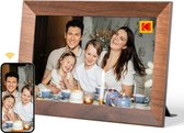 Digitale fotolijst wifi 10.1 inch HD IPS-touchscreen elektronische fotolijst met 32 GB geheugen automatische rotatie delen van foto's of video's overal via app (houtkleur)