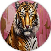 Tijger muurcirkel - Dieren schilderij - Wandschaal Realisme kunststroming - Moderne schilderijen - Schilderij - Wanddecoratie woonkamer muurcirkel forex 80x80 cm