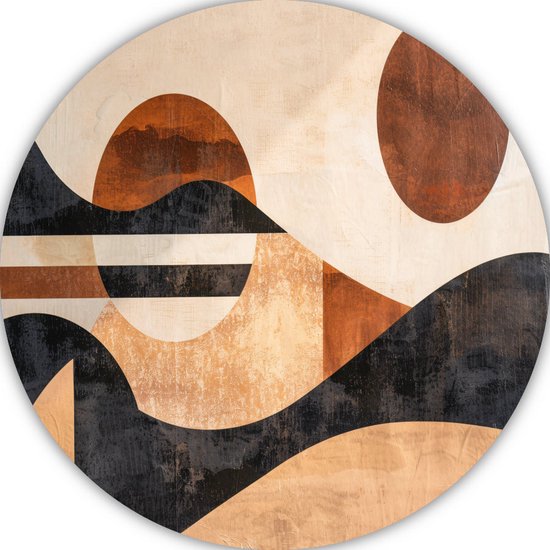 Abstracte kunst wandschalen - Art Deco schilderij - Wandpaneel Woonkamer - Wanddecoratie modern - Wandschaal - Kunst aan de muur muurcirkel forex 100x100 cm