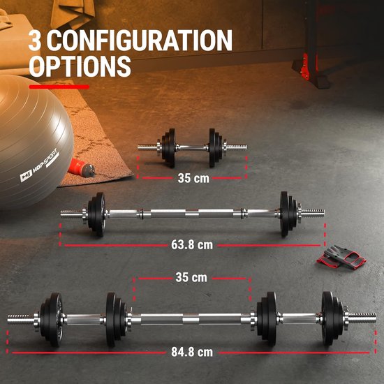 Haltères Longs Et Courts Kit Haltères RE:SPORT 15-30 Kg Modulable - 2-en-1 Avec Barres Longues Et Courtes équipement Musculation Maison Haltères Longs Et Courts Kit Haltères RE:SPORT 15-30 Kg Modulable - 2-en-1 Avec Barres Longues Et Courtes équipement Musculation Maison
